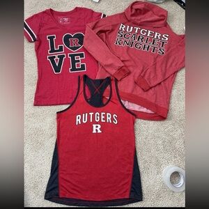 Rutgers University Lot of 3 Shirt Sweatshirt Tank Top College Scarlet Knights